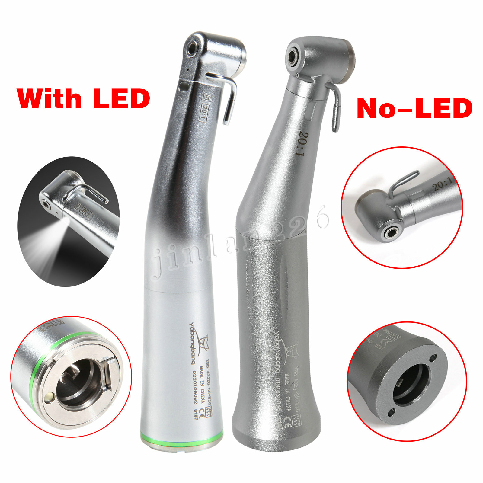 Dental Implant Handpiece 20:1 Reduction Fiber Optic LED/No LED Contra Angle NSK