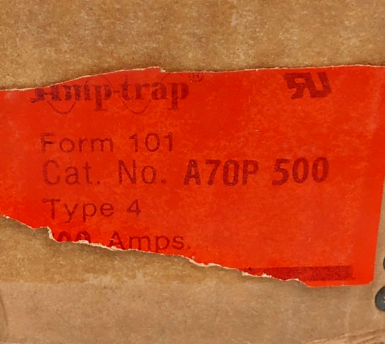 New Gould Shawmut A70P500-4 Amp-Trap Fuse 500A 700V Type 4 Form 101