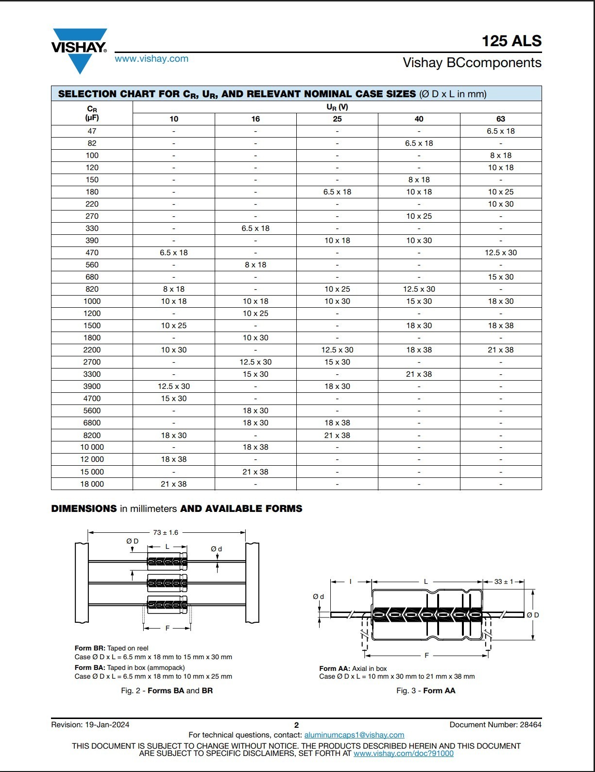 5X MAL212517102E3 VISHAY 1000uF 40V Axial, Can 159mOhm @ 100Hz 10000 Hrs @ 105°C