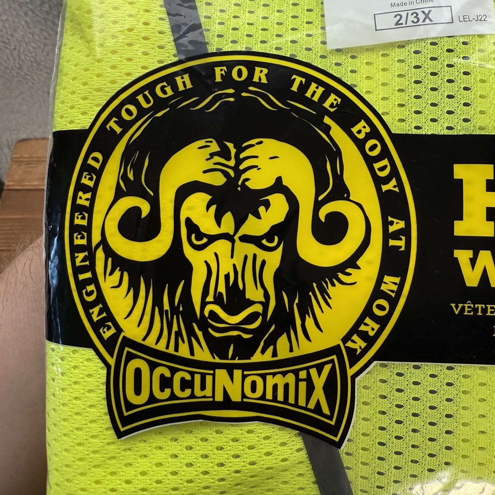 OccuNoMix Vest Adult 2X/3X Neon Yellow Hi Viz Type R Class 2 Set of 4 Workwear
