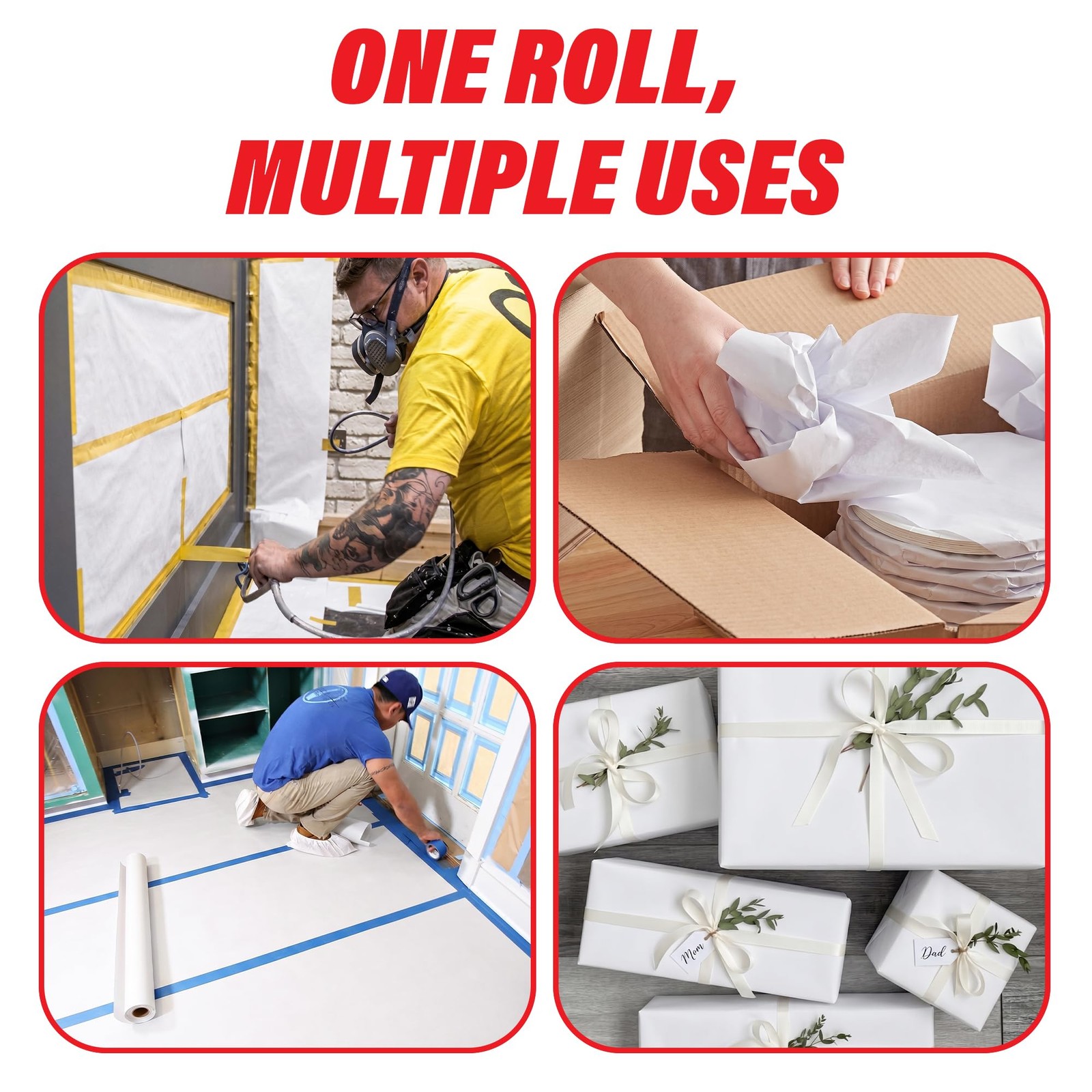 White Masking Paper Automotive Painters Multi-Purpose 36” x 9000” (750′) – Co…