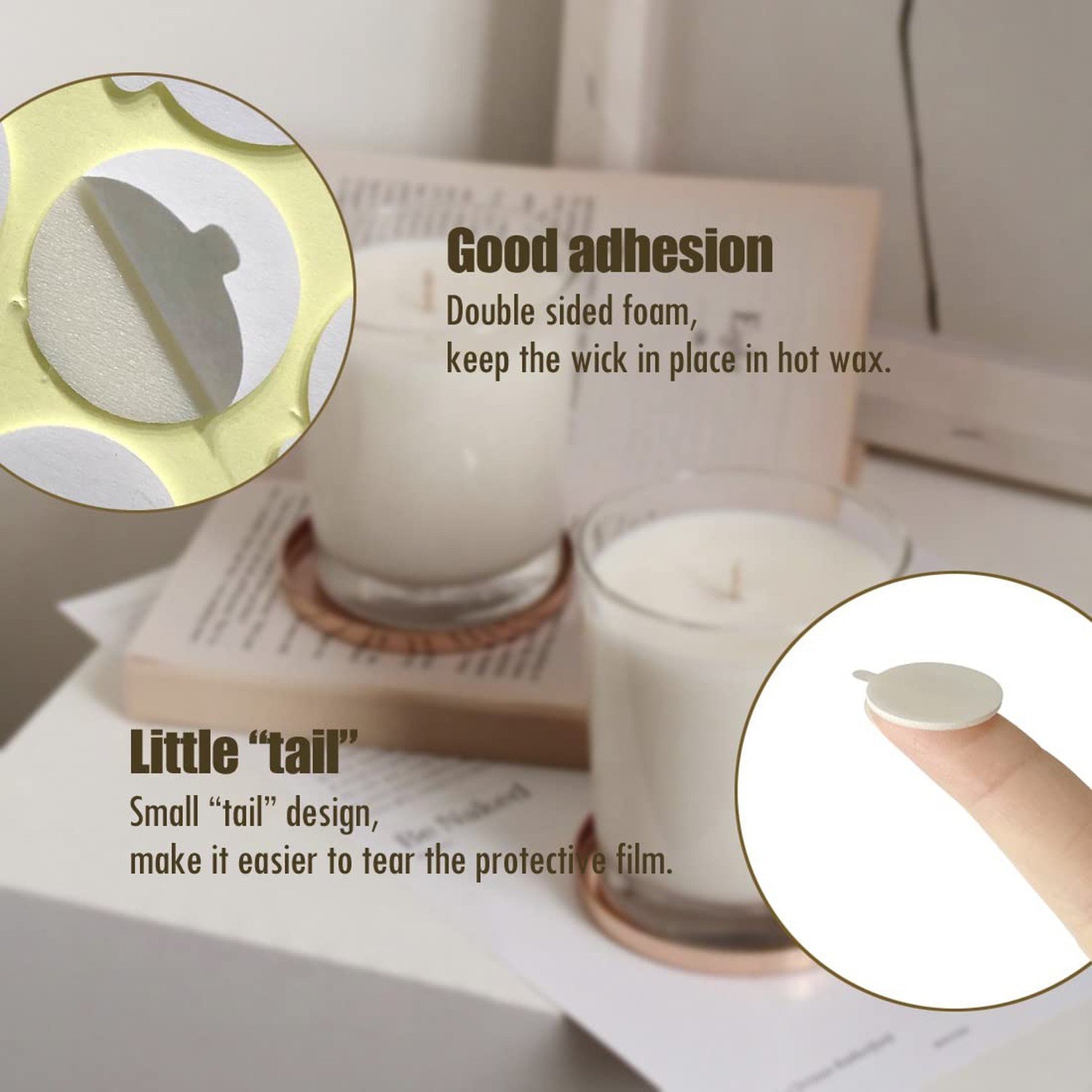 HANWER 240 PCS Double-Sided Candle Wick Stickers, Heat-Resistant Candle Stick…
