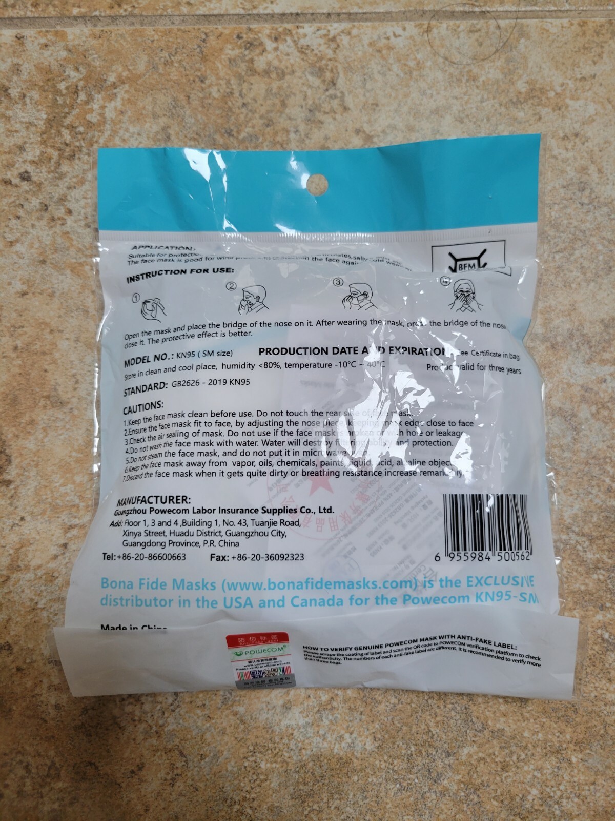 10 Pack Genuine POWECOM KN95 SM Small Children Kids Face Mask Latest GB2626-2019