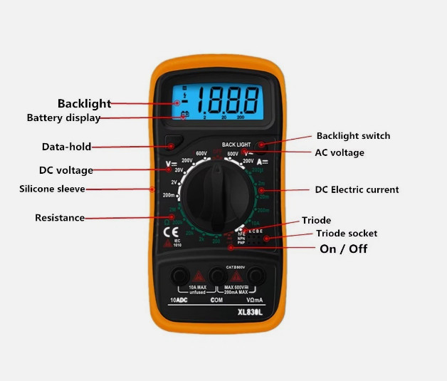 Digital Multimeter AC DC Voltmeter Ammeter Ohmmeter Volt Tester Meter XL830L USA