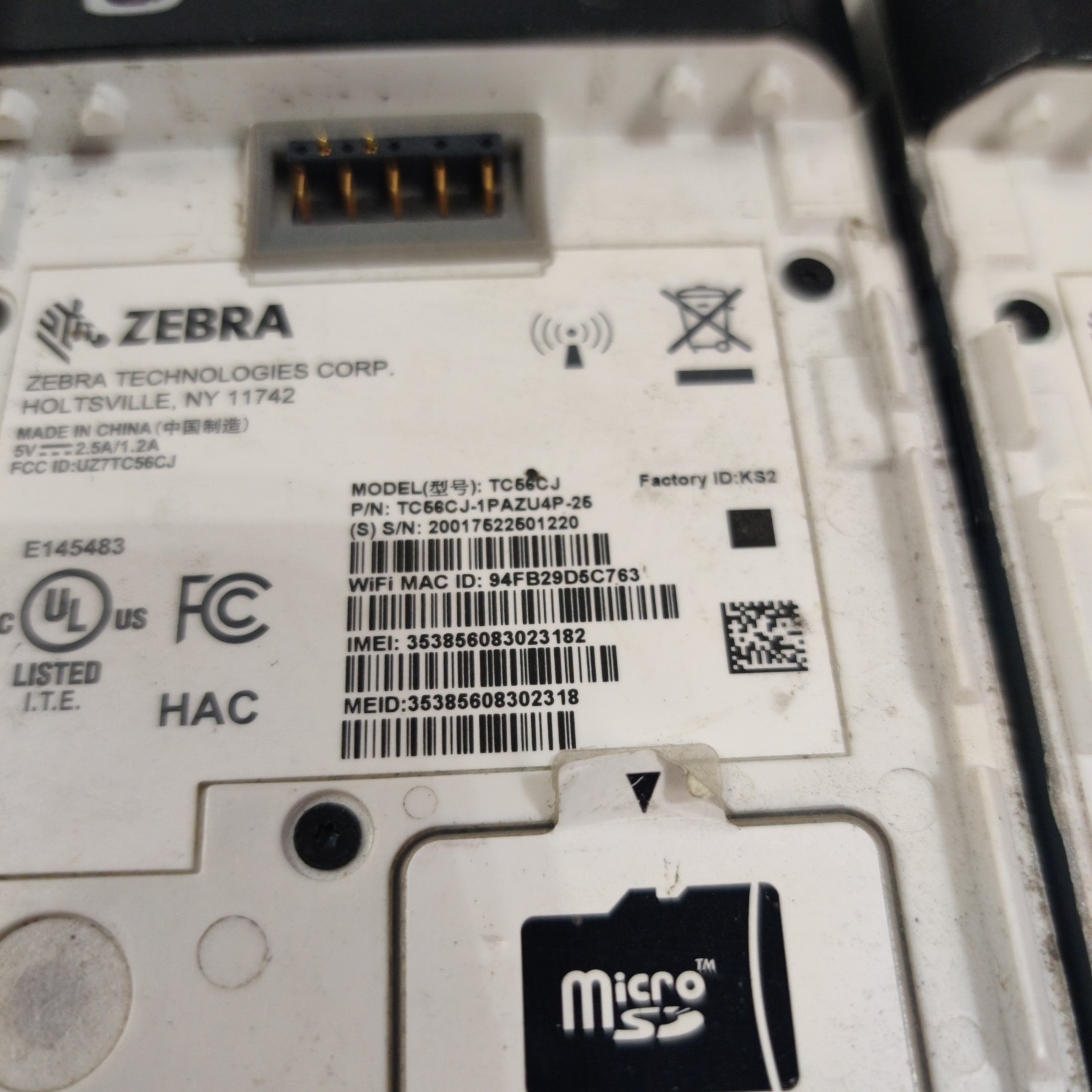 LOT OF 2 – Zebra TC56CJ-1PAZU4P-25 – Barcode Scanner FOR PARTS, READ DESCRIPTION