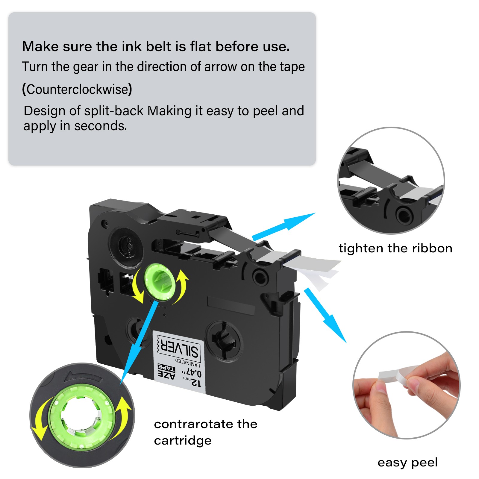 4PK 12mm Compatible with Brother TZ931 TZe931 Black on Silver Label Tape P-Touch