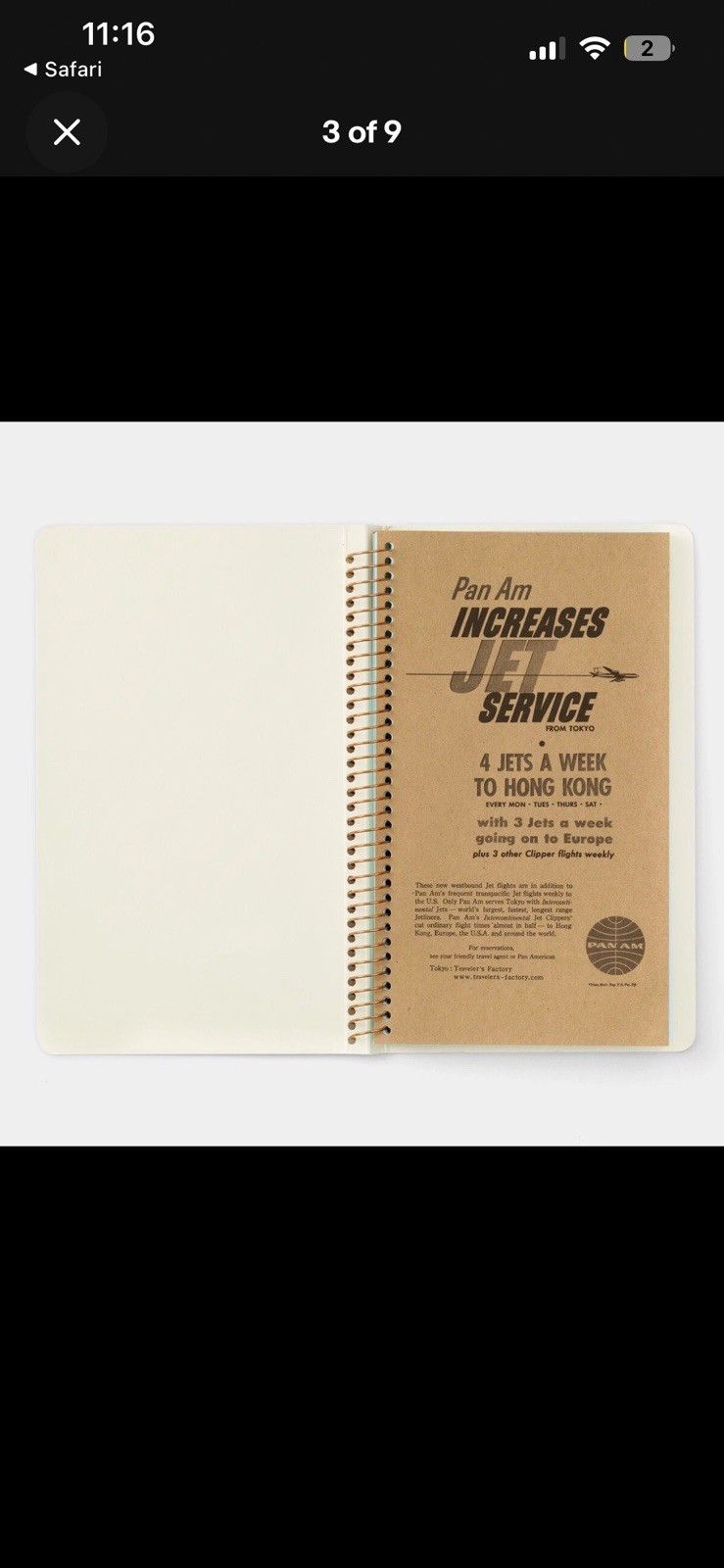 NEW TRAVELER’S FACTORY × Pan Am collaboration Spiral Ring Notebook A5 Slim ivory