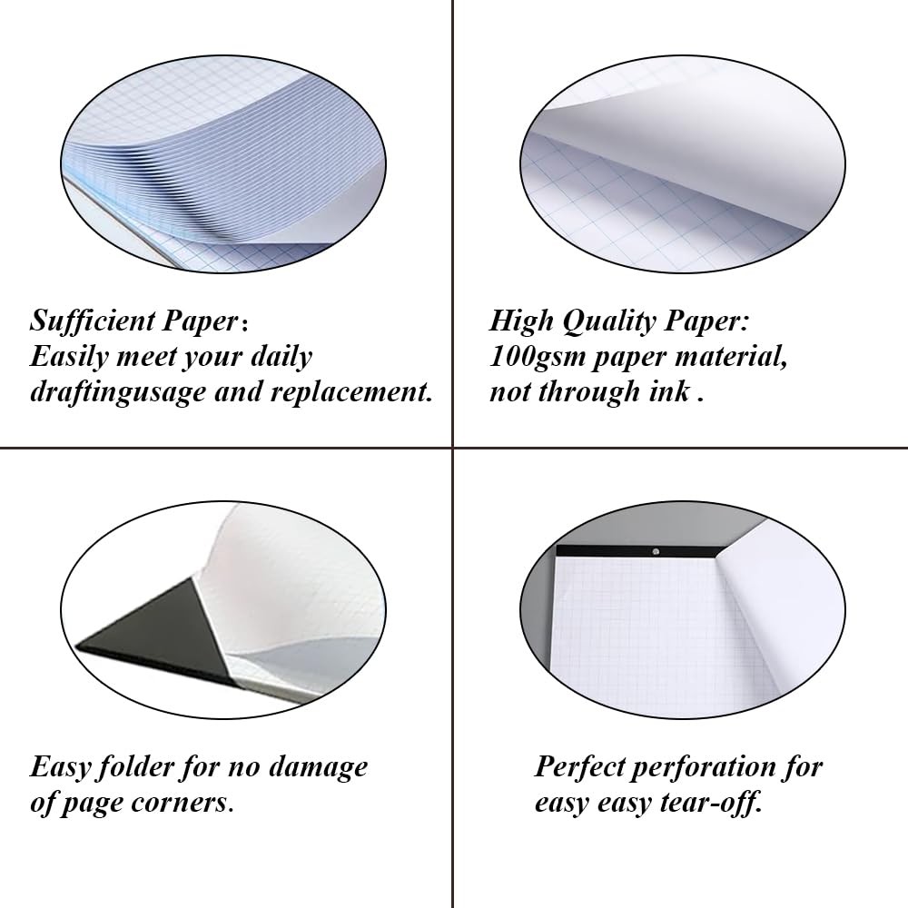 Large Engineering Graph Paper – 22″ x 17″ Grid Paper, 50 Sheets/100 Pages, 4″…