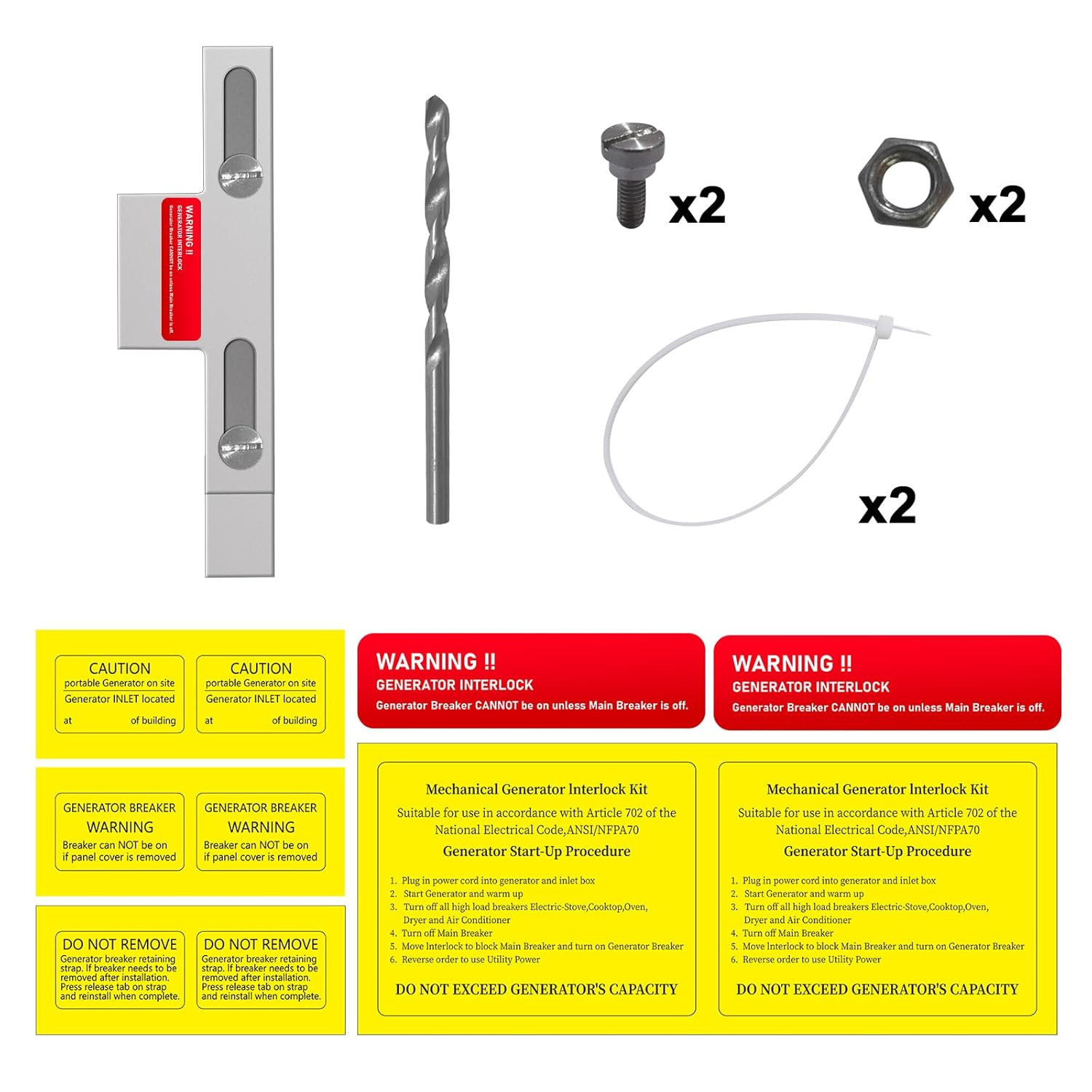 Eaton Cutler Hammer Generator Interlock Kit for 100/125 Amp Panels