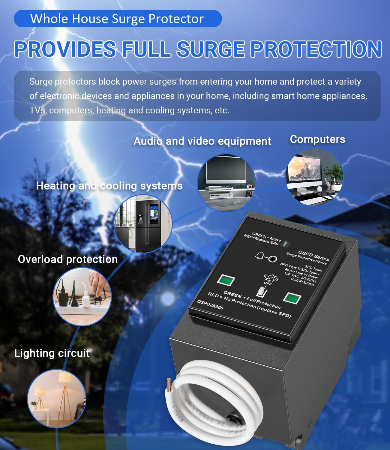 for Siemens QSPD2A065P Plug-in Surge Protection Device, 2-Pole 65kA 120/240V 1Ø