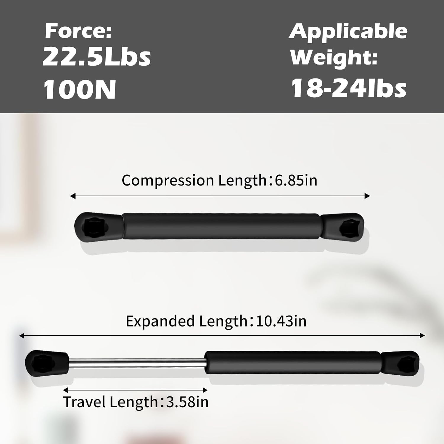 10 Inch Gas Struts 2 Pack, 100N/22.5LB Force Gas Springs for RV Be Style: 100N