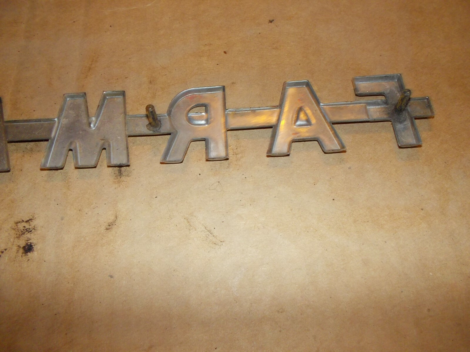 Farmall Cub tractor good Original IH IHC CHROME hood emblem F-A-R-M-A-L-L-C-U-B