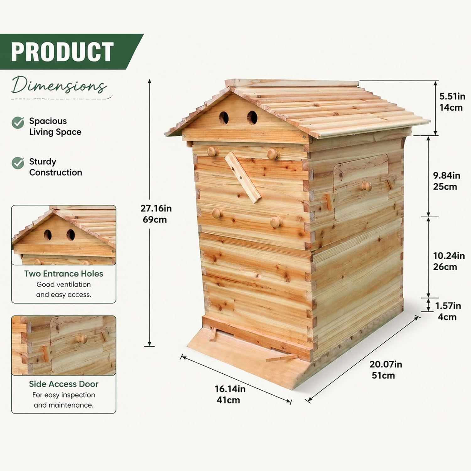 Beehive Starter Kit Automatic Honey Seep Bee Hive + 7 Pcs Auto Frames Cedarwood