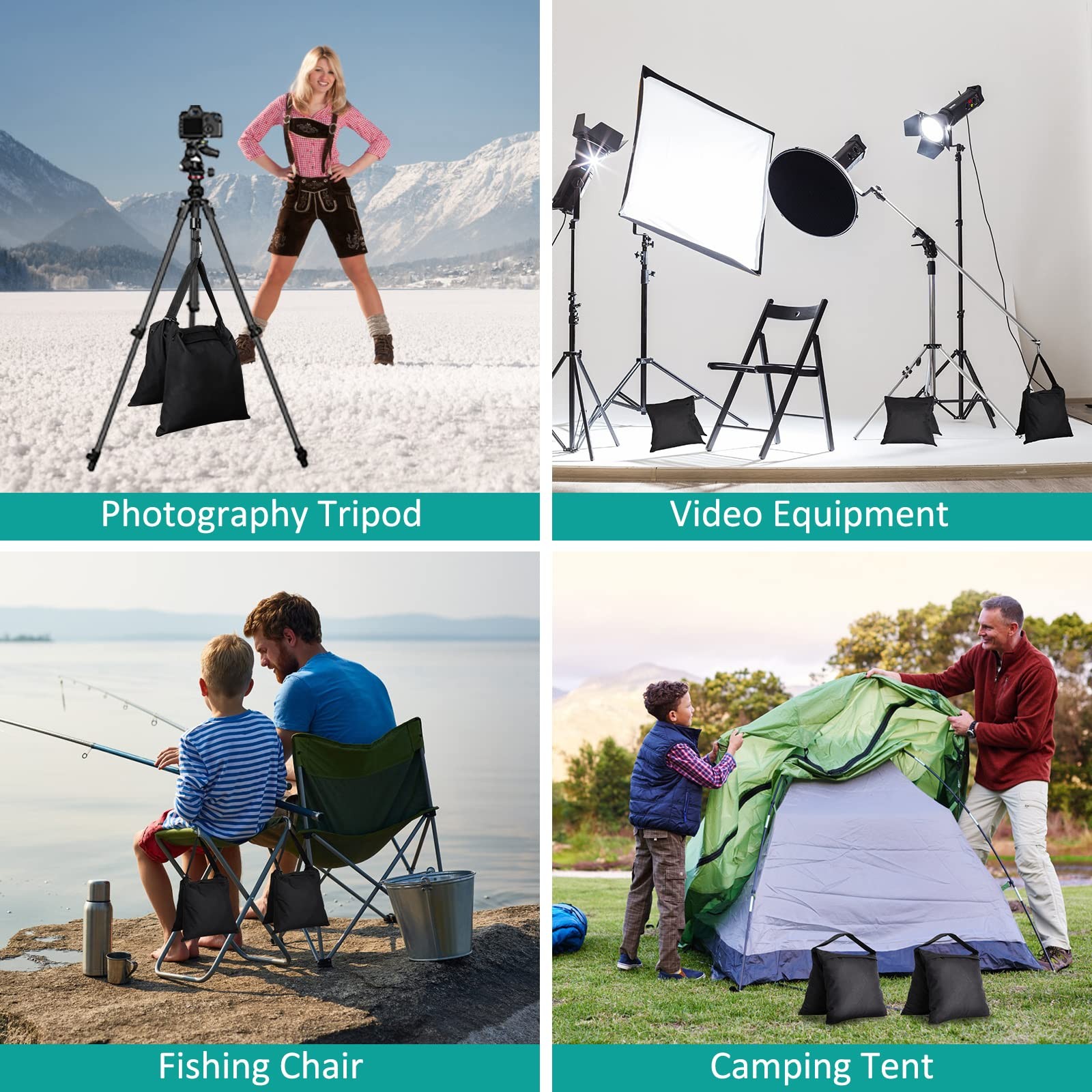 Aimosen 4 Packs Sandbags Weight Bags for Light Stand Photography Video Equipm…