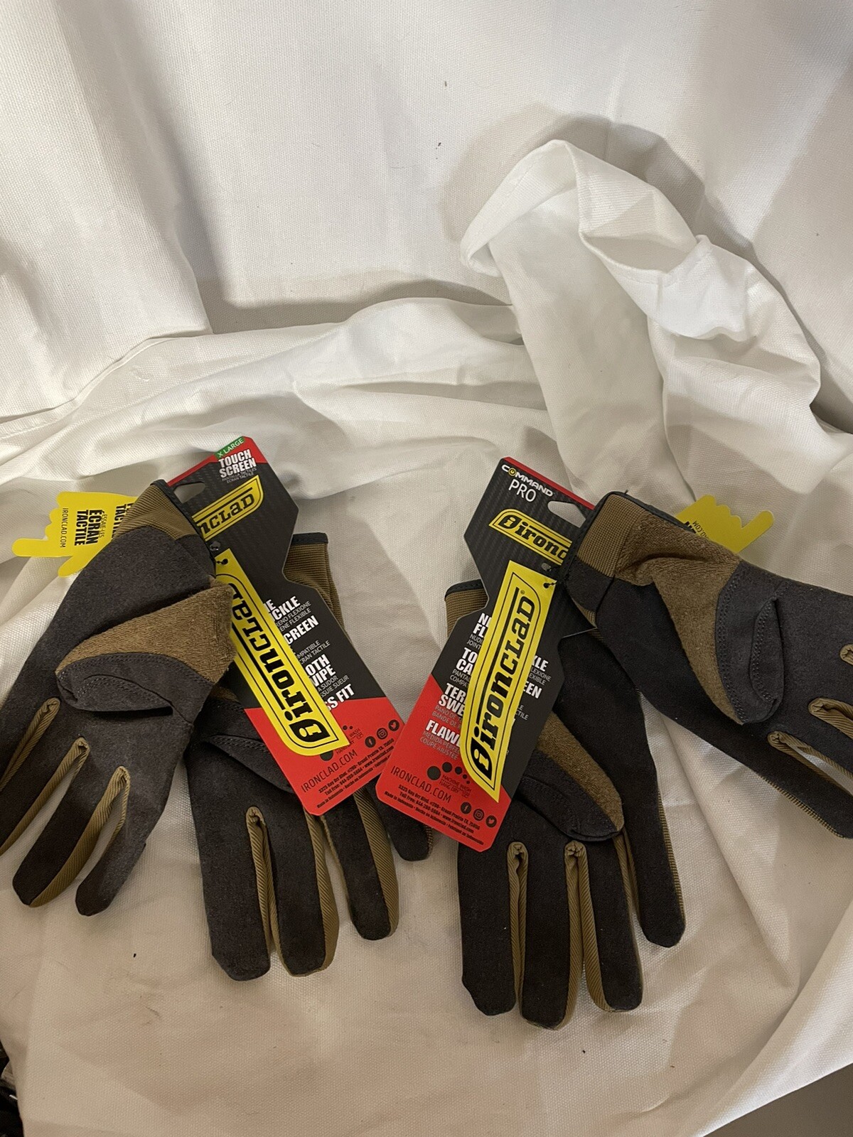 (2) Pair Ironclad Command Pro, IEX-PPG-05-XL Touchscreen Gloves, Size 10 (XL)
