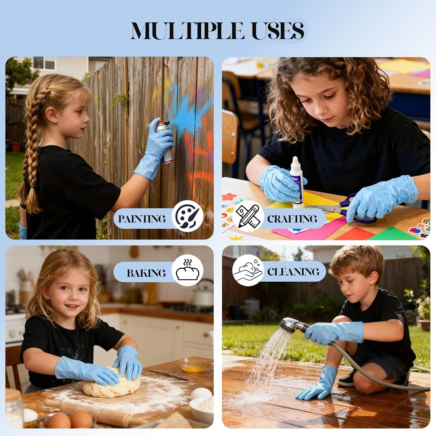 Kids Disposable Gloves for 3-8 Years, 5Mil Blue Nitrile Gloves with Latex-Fre…
