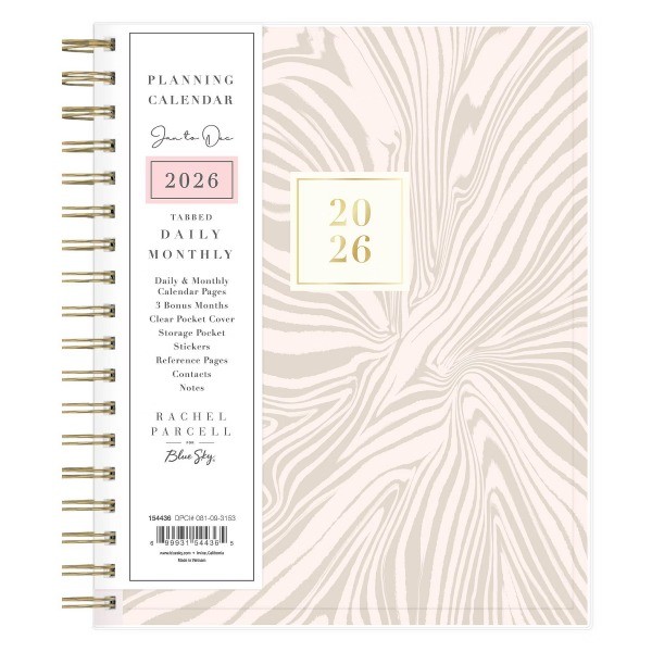 2026 Daily/Monthly Planner 7"x9" Ella Tan Clear Pocket Cover