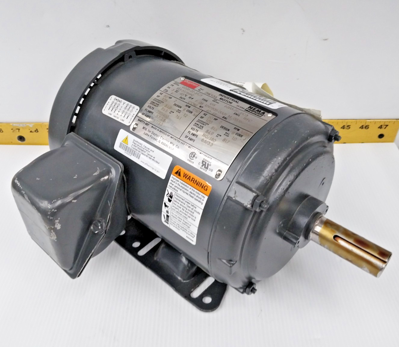 New Dayton 2 HP AC Electric Motor 143/5T Frame 1750 RPM 230/460 VAC 2NKY3A