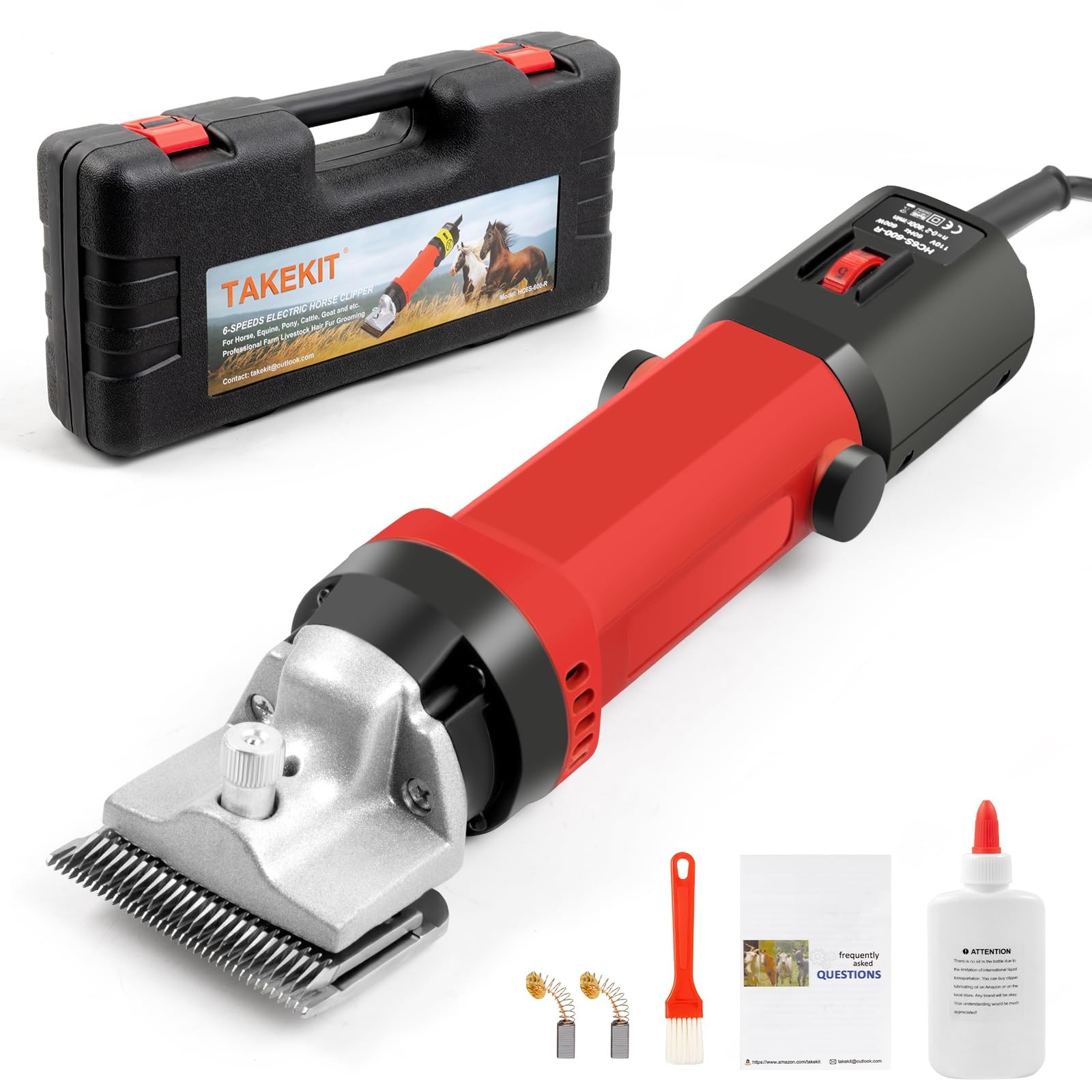 Horse Clippers, 600W Professional Heavy Duty Horse Body Clippers, 6-Speeds La…