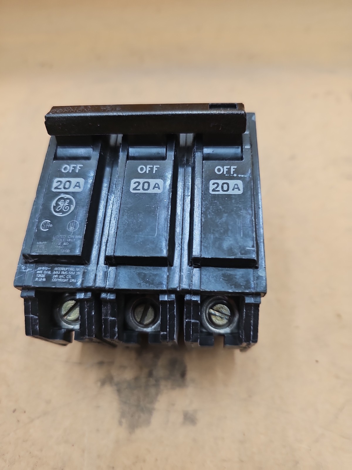 GE General Electric THQB32020 3 Pole 20 Amp Bolt-On Circuit Breaker