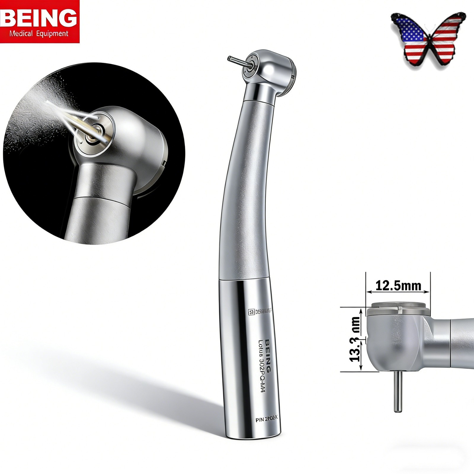 Lotus 302PQ-M4 BEING Dental High Speed Turbine Handpiece KaVo MULTIflex Coupler