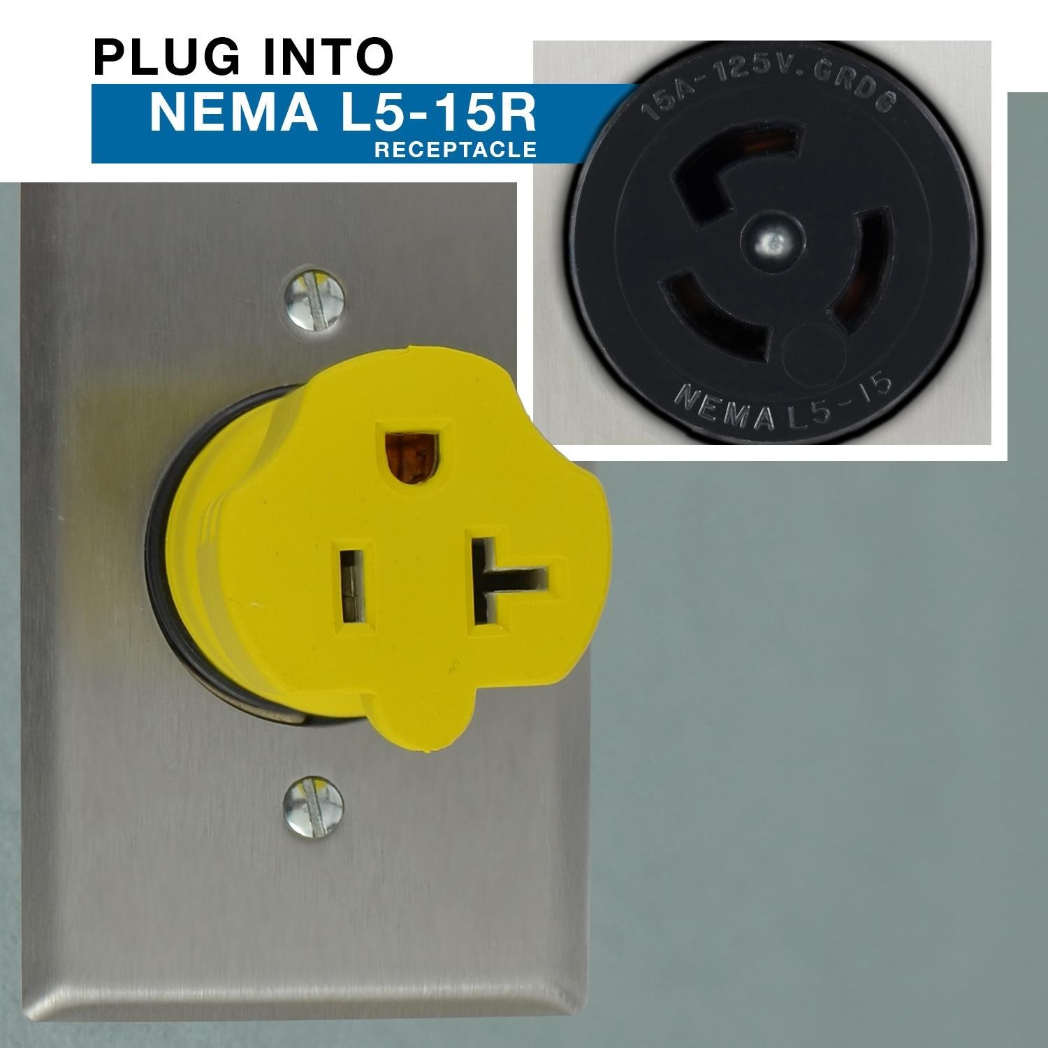 Conntek 30128-YW Plug Adapter NEMA L5-15P to 5-15/20R