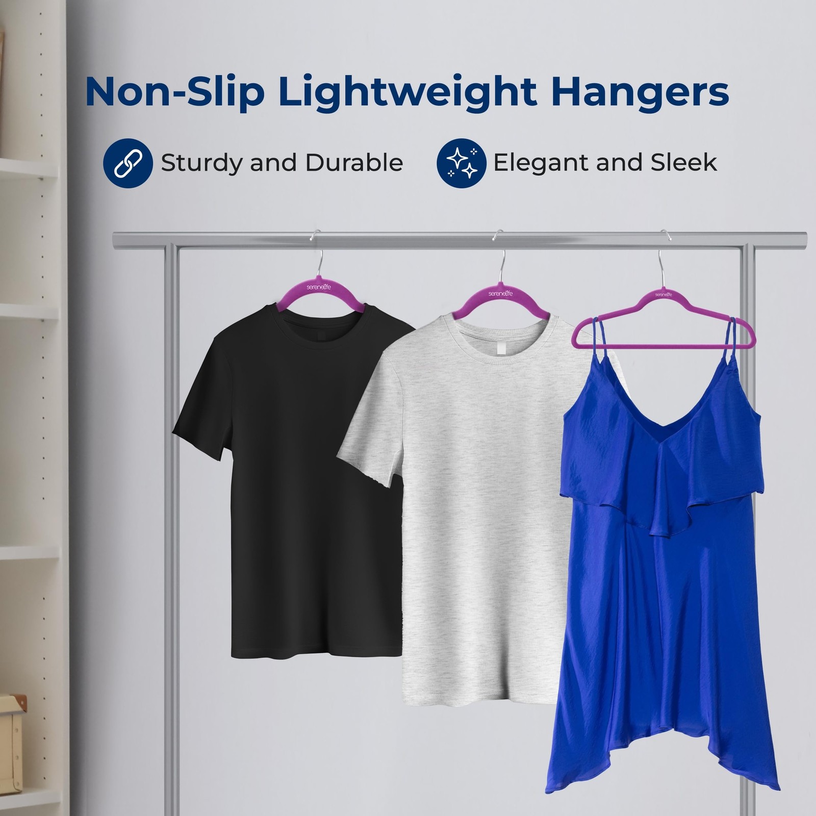 SereneLife Velvet Hangers – 200 Pack, Slim & Space Saving for Closets | So