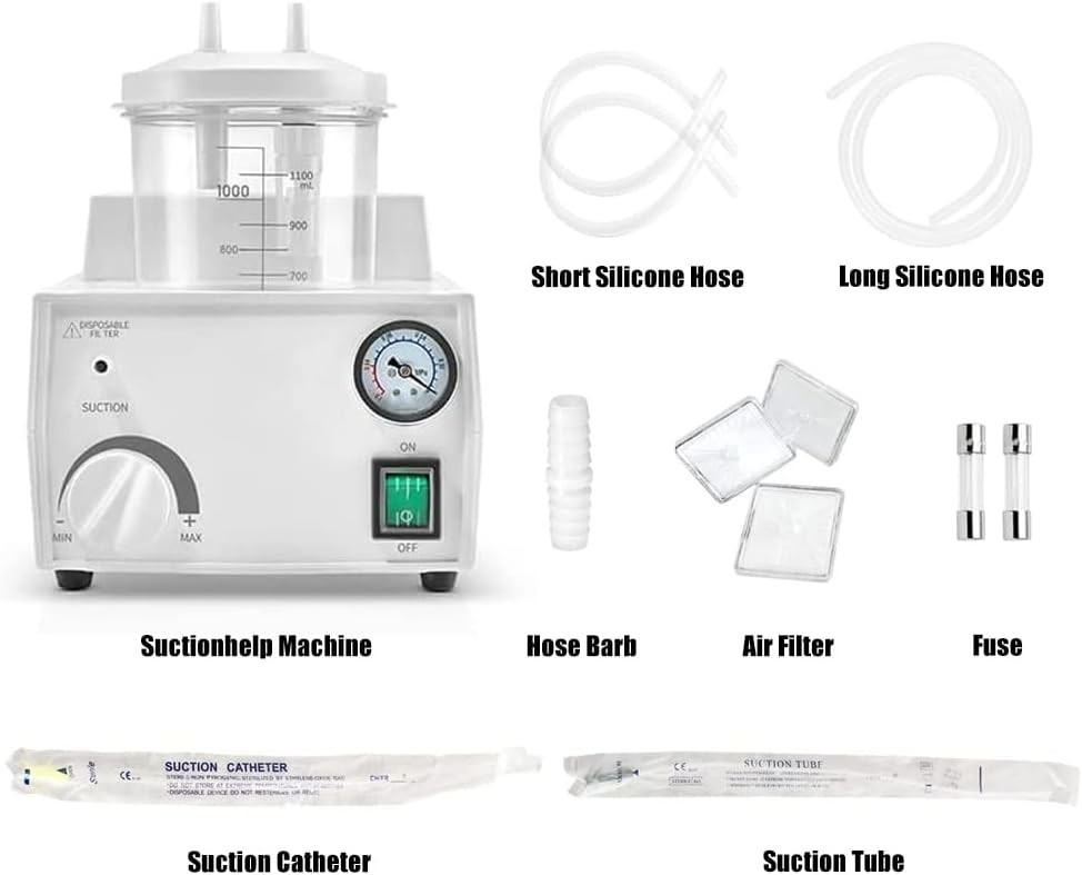 Portable Veterinary Suction Machine – 1000mL Canister – Quiet 11L/min Pump