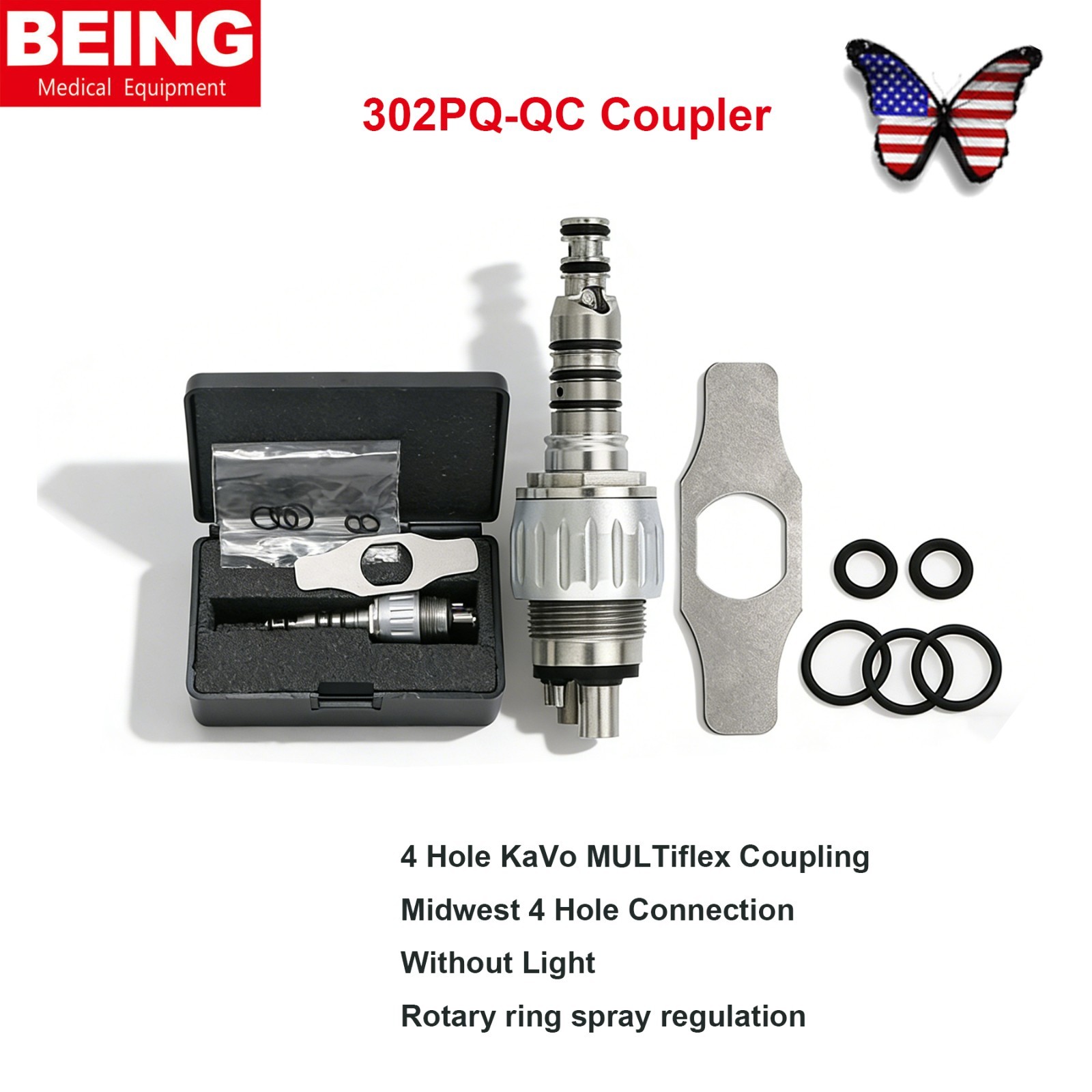 Lotus 302PQ-M4 BEING Dental High Speed Turbine Handpiece KaVo MULTIflex Coupler