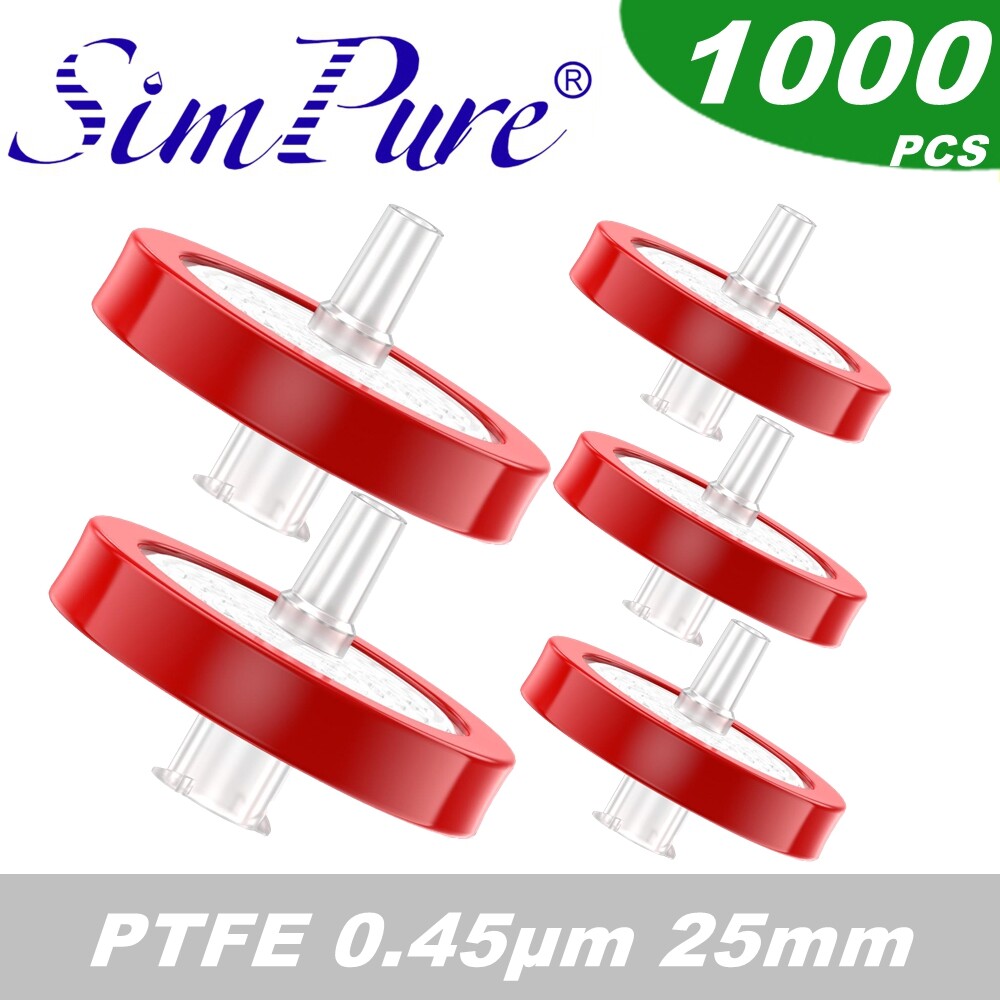 25mm PTFE Syringe Filter 0.45μm Hydrophobic,Non-Sterile HPLC,GC Pack of10/50/100