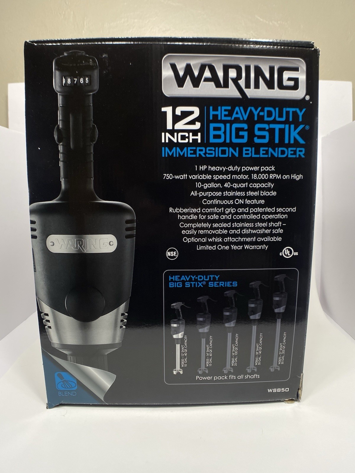 Waring Commercial WSB50 Big Stick Heavy Duty Immersion Blender, 12″ Removable