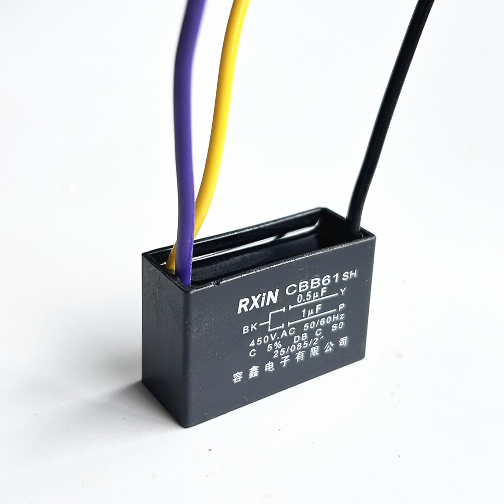 CBB61 motor fan start capacitor 3 wire, 0.5uf+1uf，450V ± 5% 85 degree