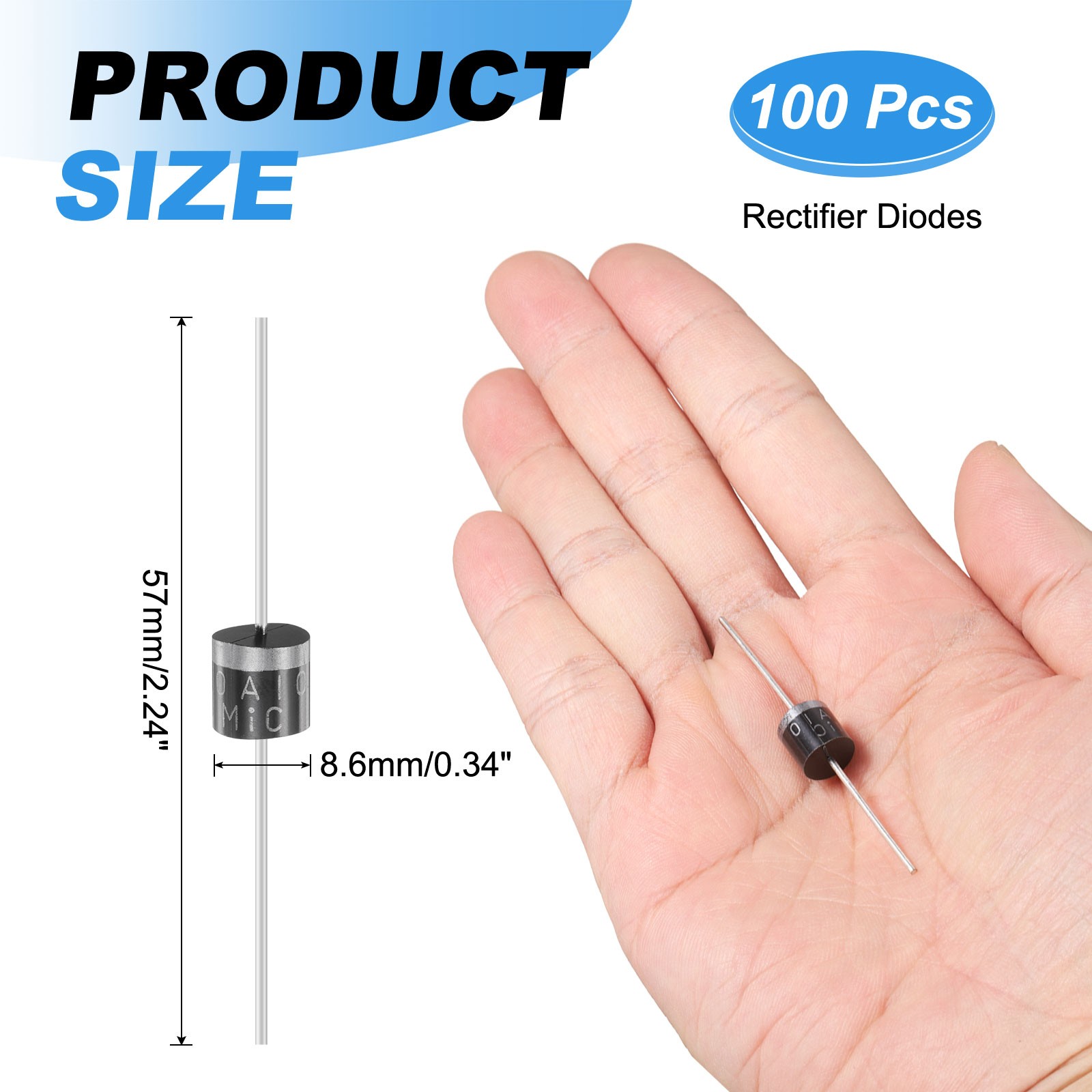 100 Pcs 10A10 Rectifier Diode 10A 1000V R-6 Electronic Silicon Diodes