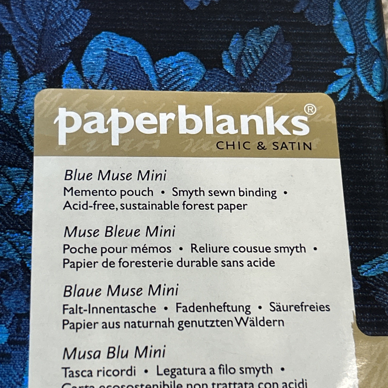 paperblanks Chic & Satin Blue Muse Mini Journal Momento Pouch Sewn Binding 176pg