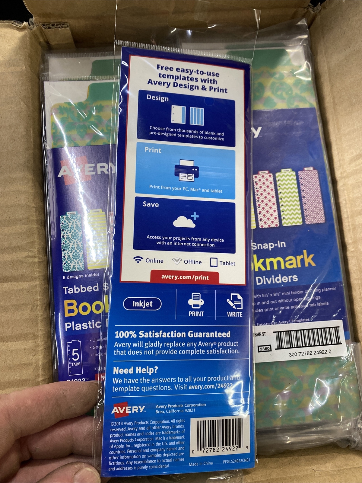 5 -Avery Snap-in 5 Tabs Bookmark Plastic Divider 5.5 x 8.5 Mini Binder