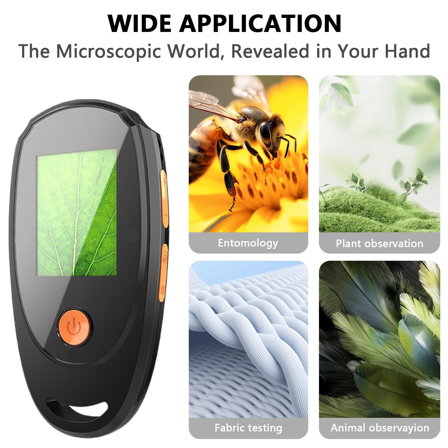 Handheld Digital Microscope with 2.0 Inch IPS Color Screen, Portable Magnifying