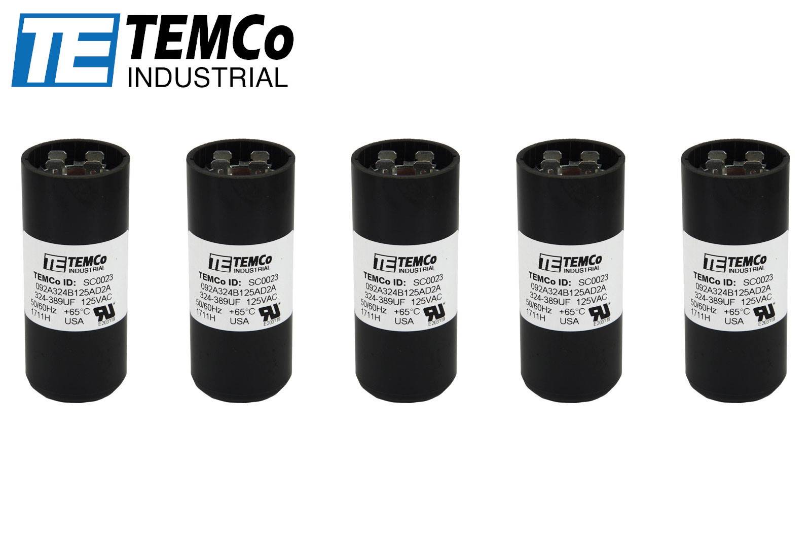 TEMCo 324-389 uf/MFD 110-125 VAC volts Round Start Capacitor 50/60 Hz -Lot-5