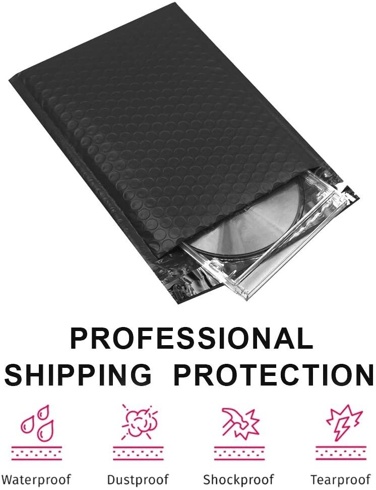 4×8 #000 Black Poly Bubble Mailers Self-Seal Padded Envelopes Small Ship