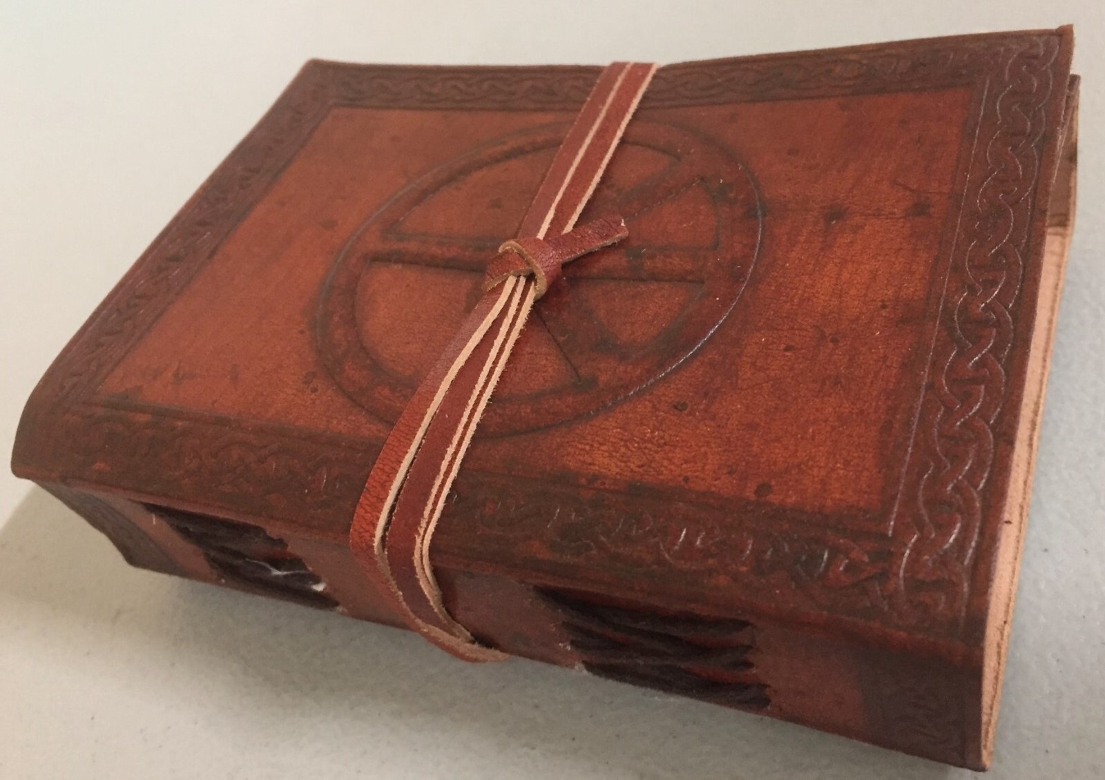 PEACE SIGN Blank Page BOOK Handcrafted Leather Handmade Writing Unlined JOURNAL