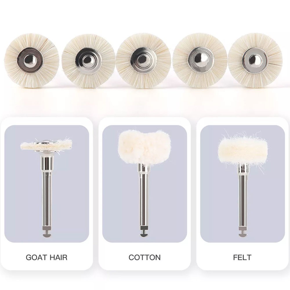 Dental Polishing Brush Wheels Goat Hair/Felt/Cotton Contra Angle RA Latch Type