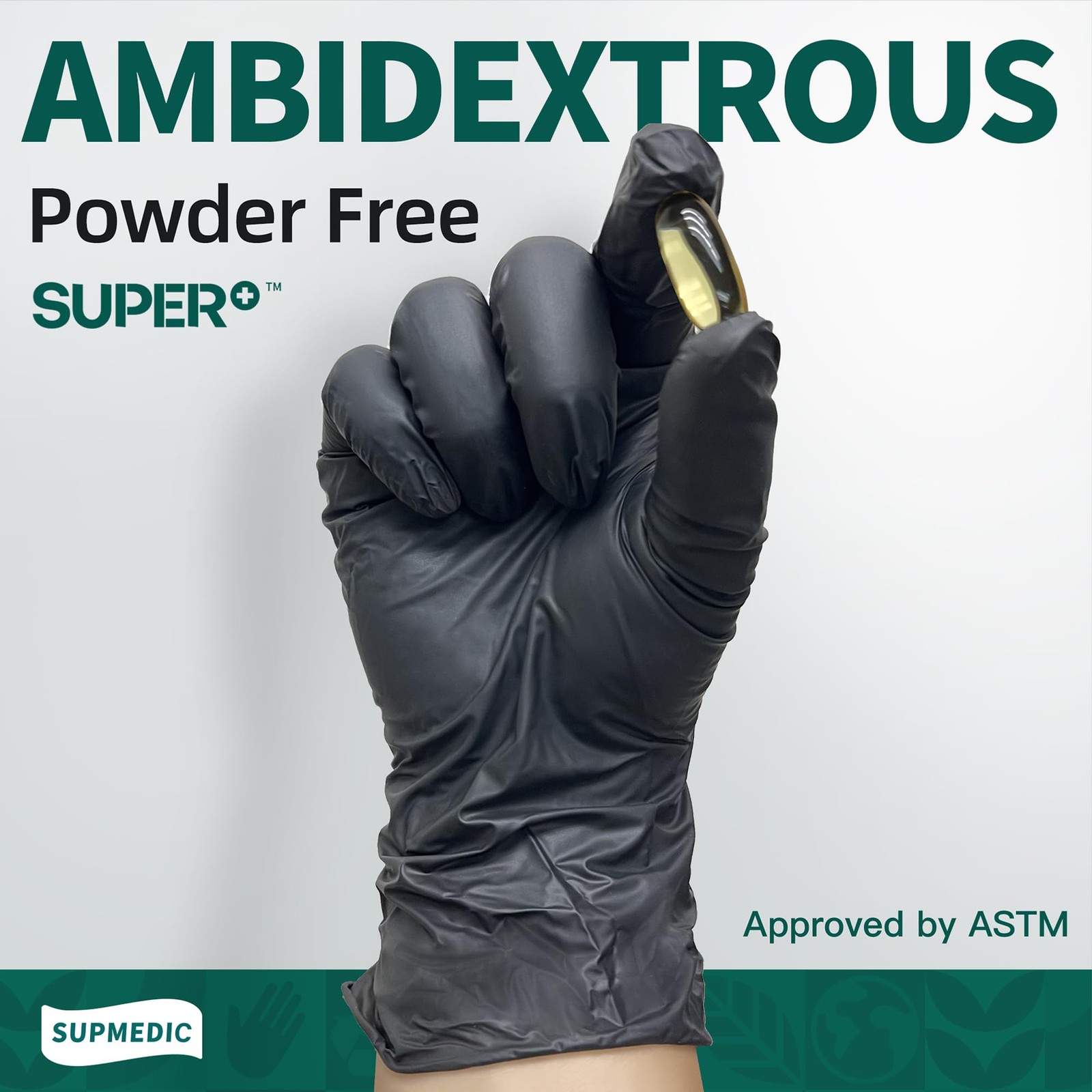 Supmedic Vinyl Disposable Exam Gloves, Black 4 Mil Small, 100 Small (Black)