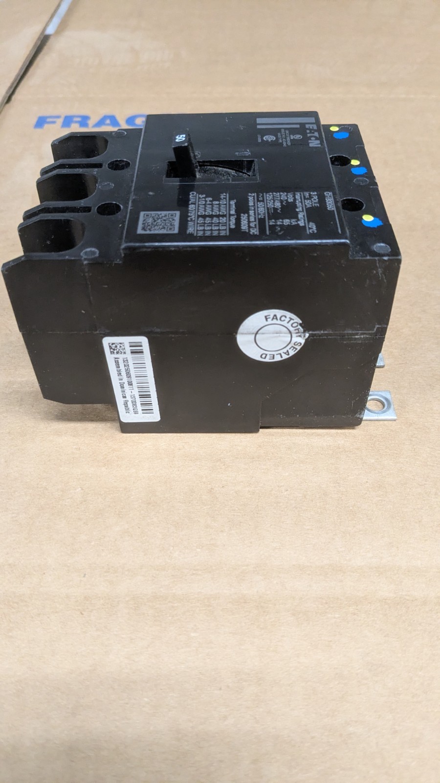 Eaton GHB3050 277/480V 50A Circuit Breaker New Pull from Never Installed Cabinet