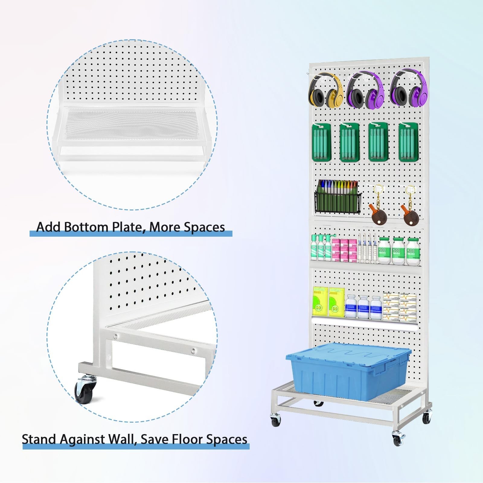 NectaCol Metal Pegboard Display Stand with Base Plate, Two Separately Pegboar…