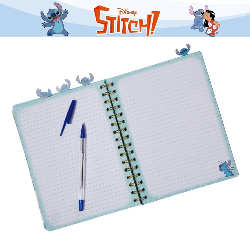 Stitch Tab Journal Notebook, Spiral Bound, 96 Lined Pages, 8 x 7 inches, Blue