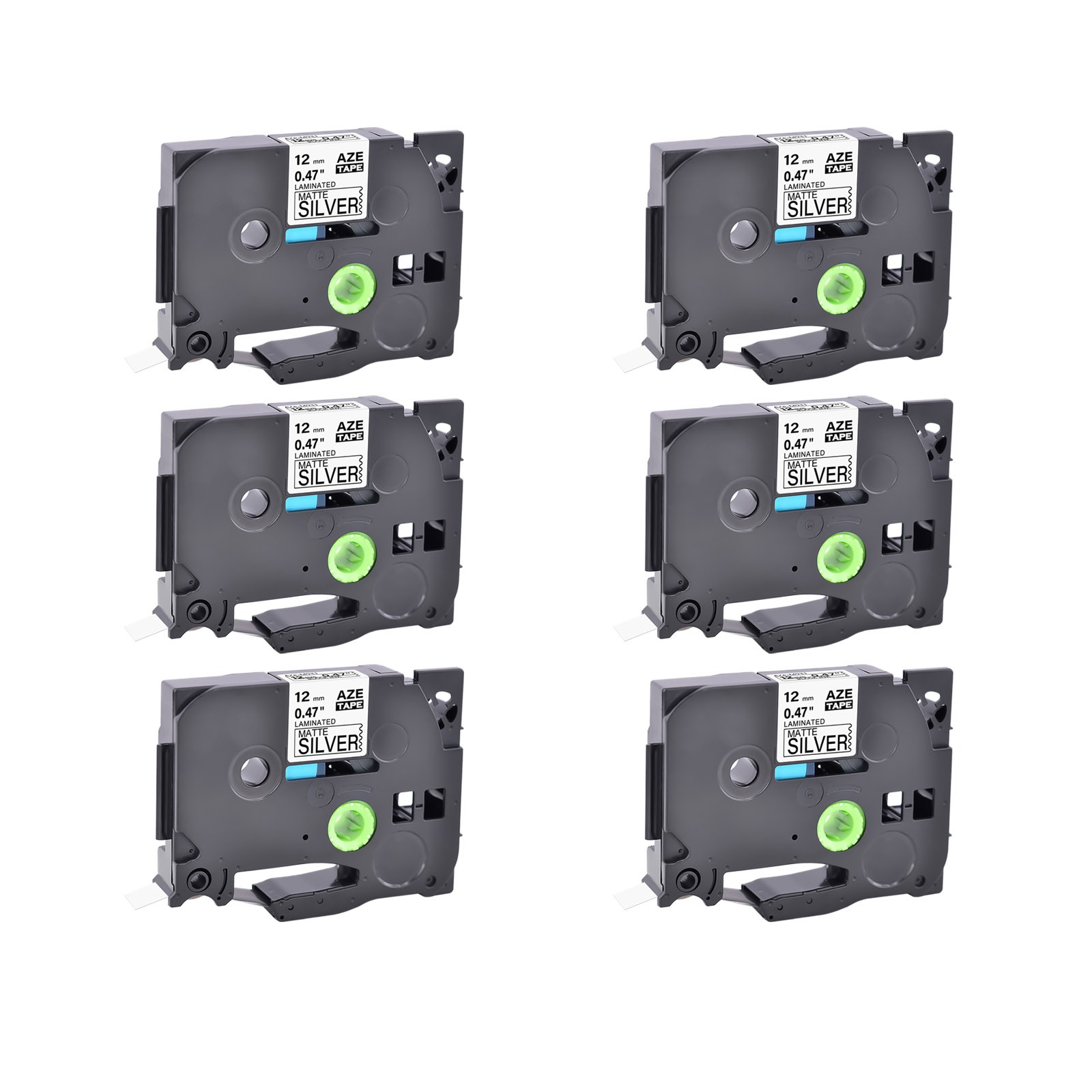 6PK TZ-M931 TZe-M931 Matte Black On Silver Label Tape For Brother P-Touch 0.47»