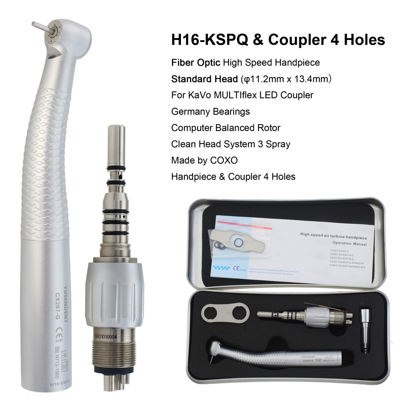 COXO Dental Fiber Optic High Speed Handpiece For KaVo MULTIflex Coupler 4 6 Hole