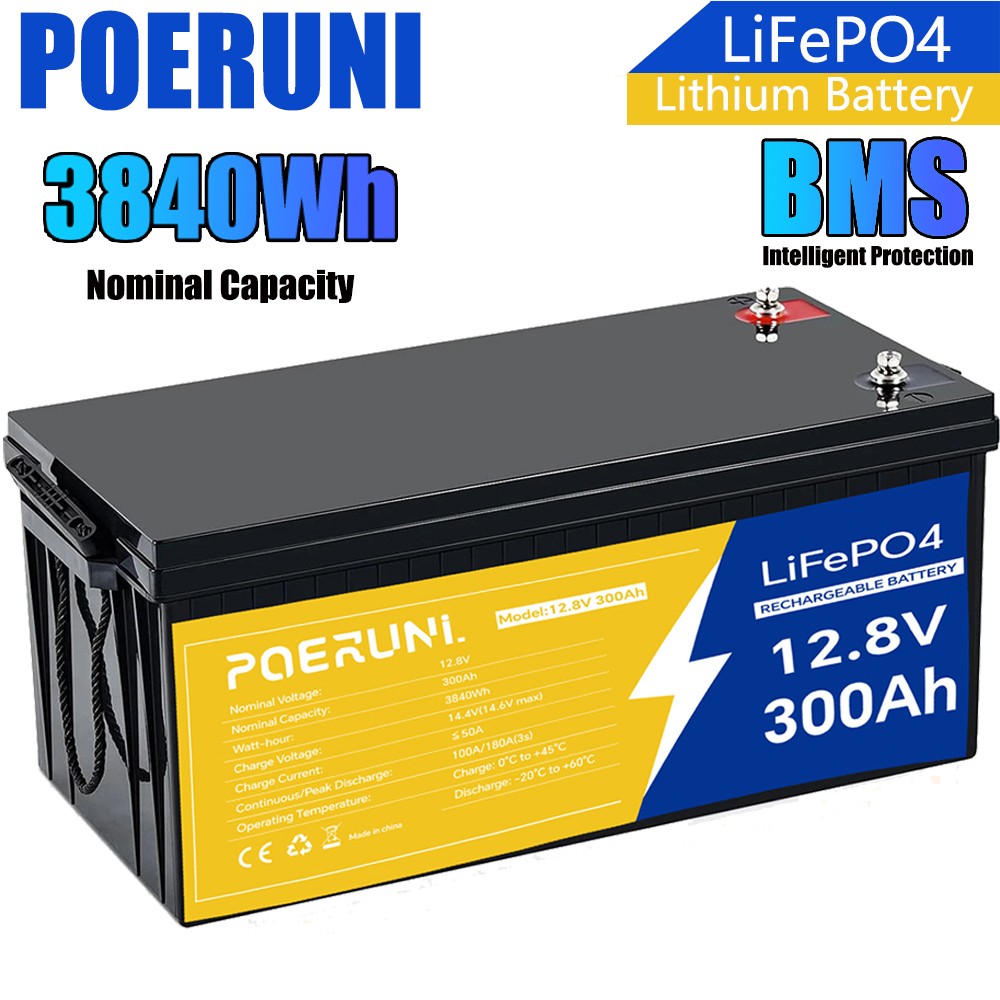 12V 300Ah LiFePO4 Lithium Battery With 300A BMS For RV, Solar, Marine,Off-grid