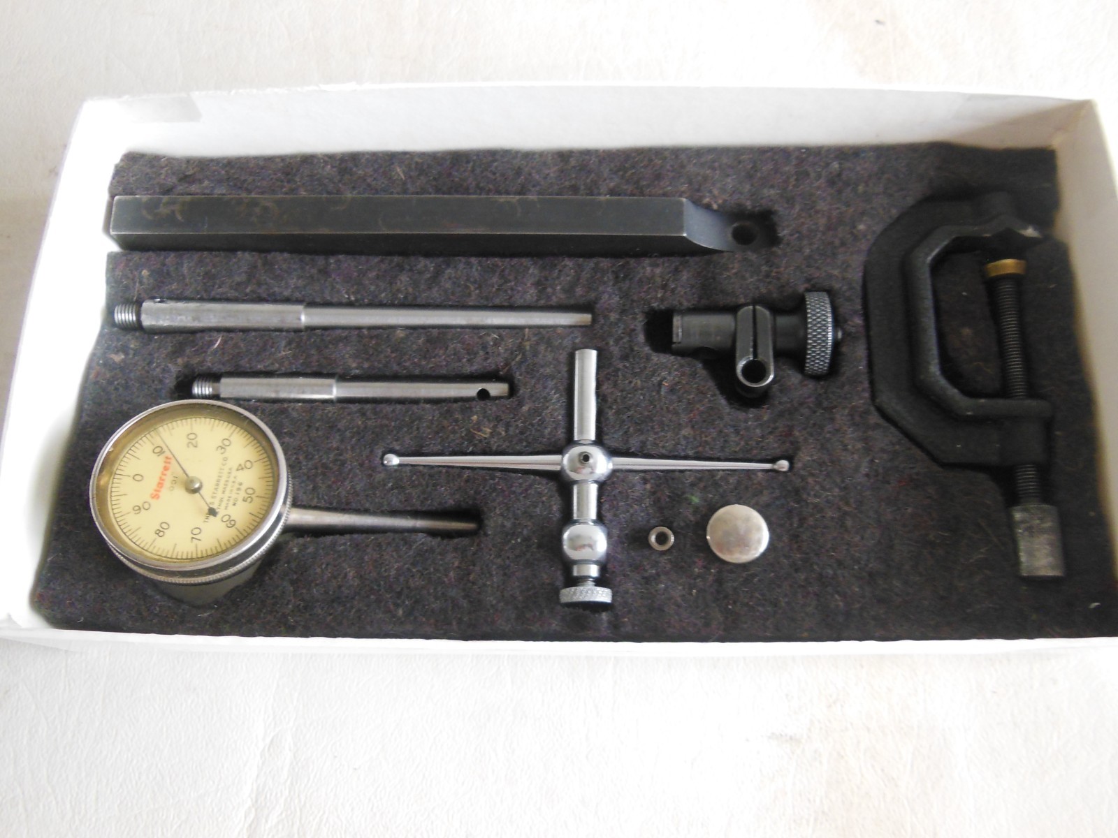 Starrett No. 196 Plunger Back Dial Indicator with Accessories