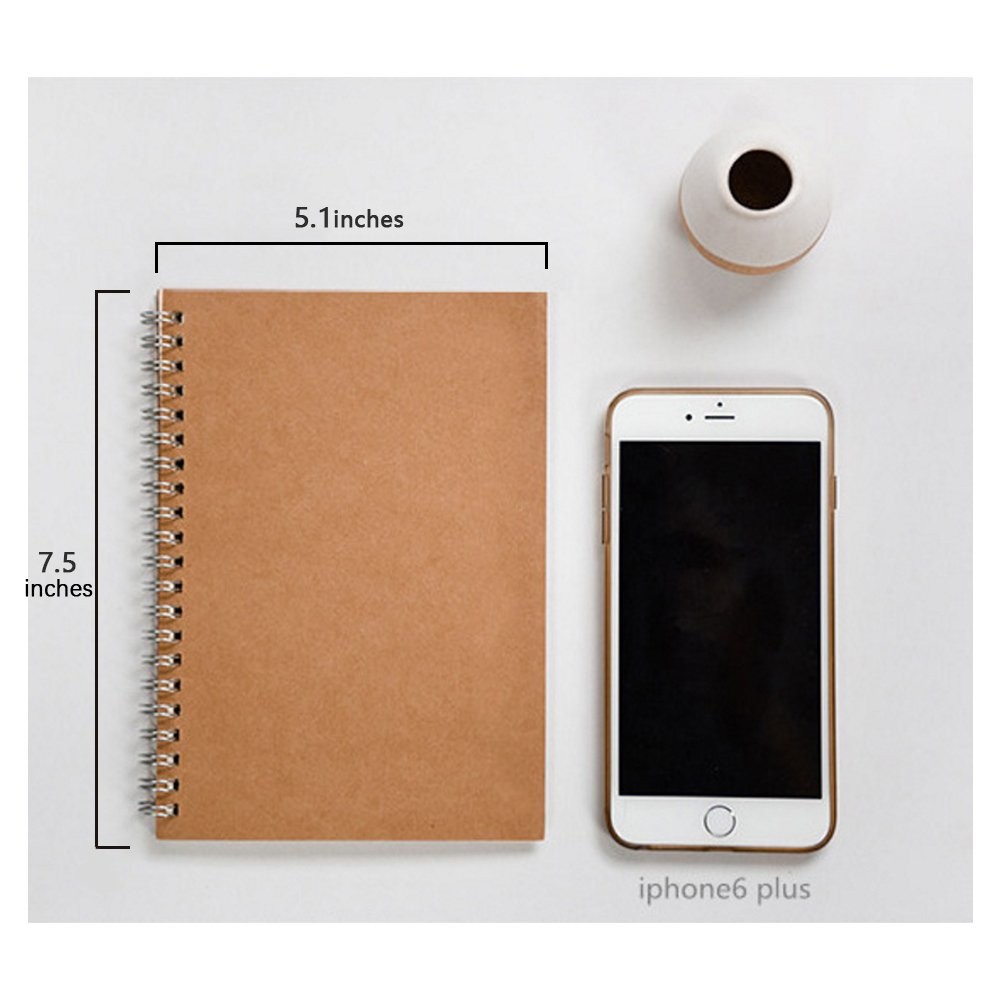 DSTELIN Soft Cover Spiral Notebook Journal, Coofficer Blank Sketch Book Brown