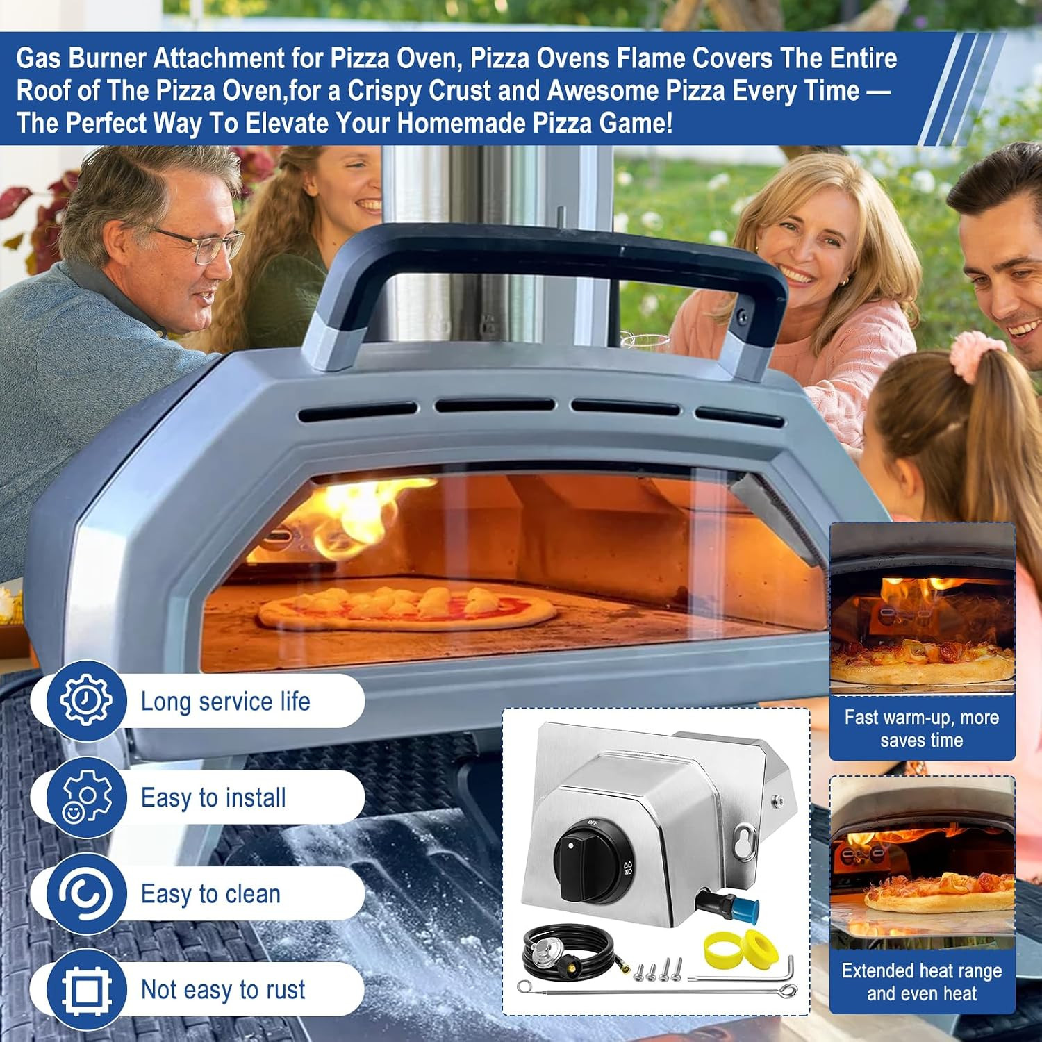 Pizza Oven Accessories, Pizza Oven Gas Burner Attachment, Outdoor Pizza Oven Acc